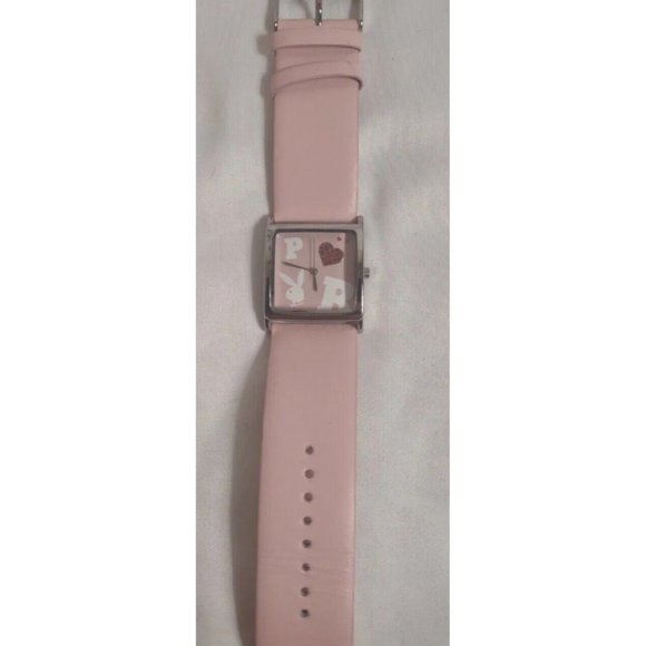 Playboy Bunny Light Pastal Pink Genuine Leather Red Heart Watch Stainless Steel… main image 6